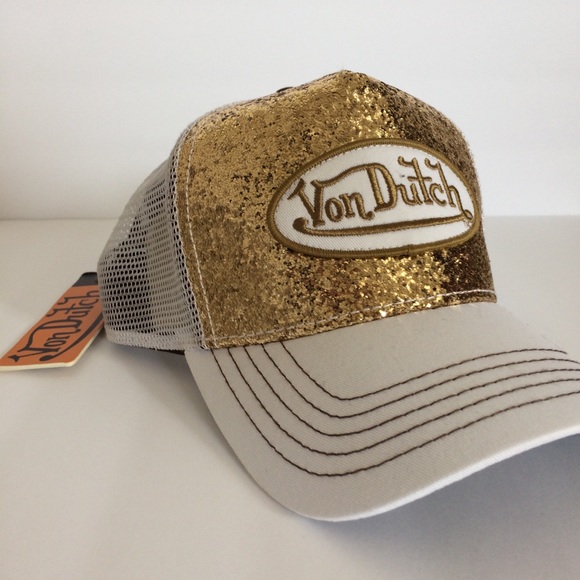 Von Dutch gold sparkle white patch trucker hat - Picture 2 of 8